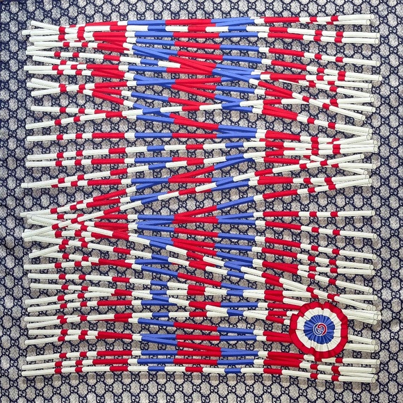 Gucci Scarf Logo GG Print Club WEB Blue Silk Wrap